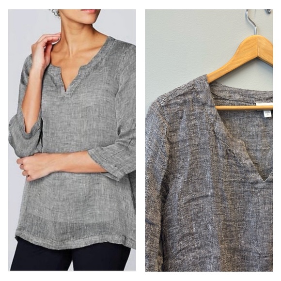 J. Jill Tops - J Jill Purejill XLP Linen Top Loose Weave Boxy Blouse Gauzy